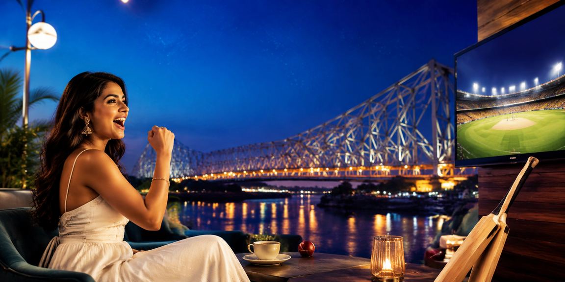 Cricket fans enjoying a match with mobile betting in Kolkata